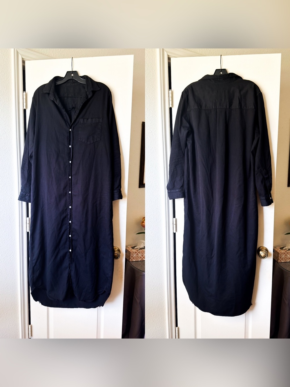 Frank & Eileen Rory Maxi Shirt Dress Famous Denim Black Large EUC - Picture 2 of 8